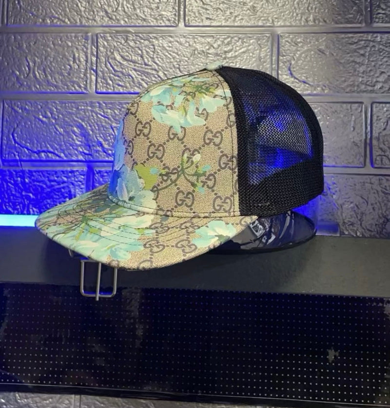Casquette GG monogramme fleurs bleues