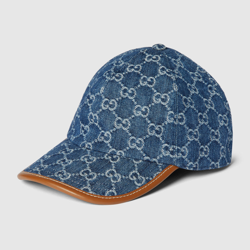 Casquette en denim GG en bleu et blanc | GUCCI®