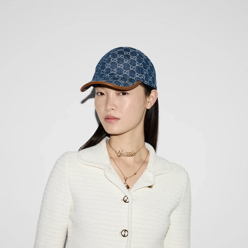 Casquette en denim GG en bleu et blanc | GUCCI®