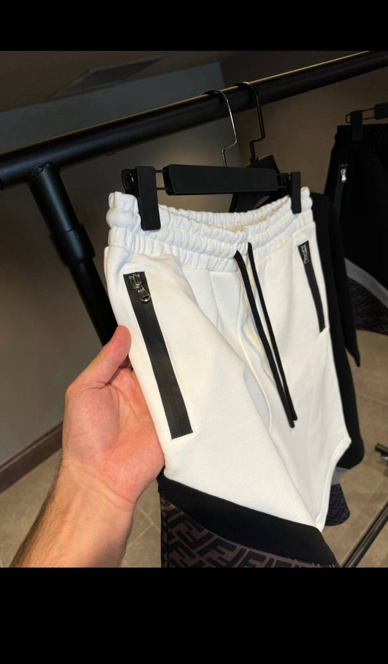 Fendi - ENSEMBLE Short + T-shirt Blanc avec bande Noir