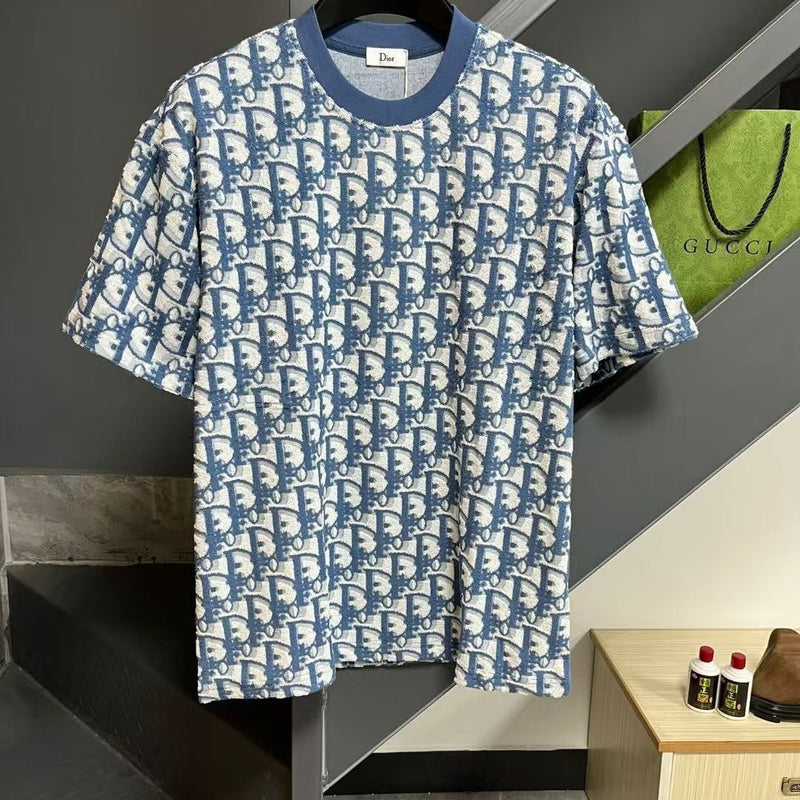 Dior - T-shirt Oblique Bleu & Blanc