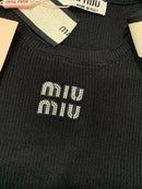 Miu Miu - Top avec Noeuds & logo brodé Noir