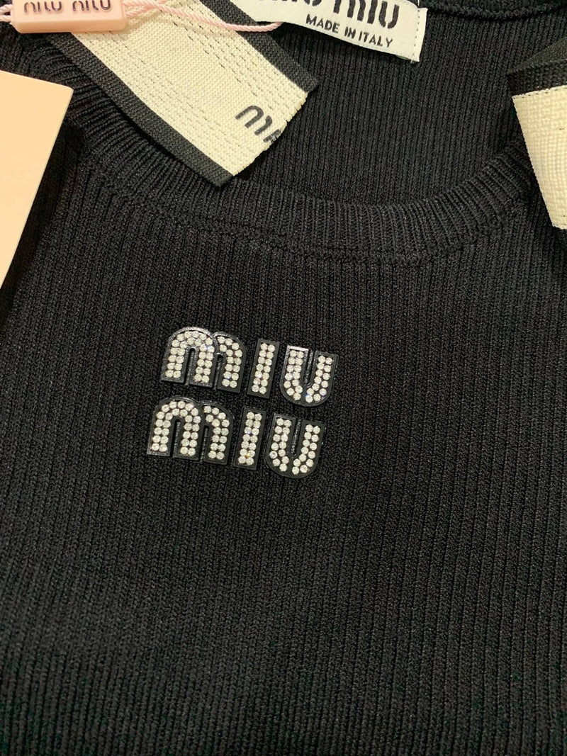 Miu Miu - Top avec Noeuds & logo brodé Noir