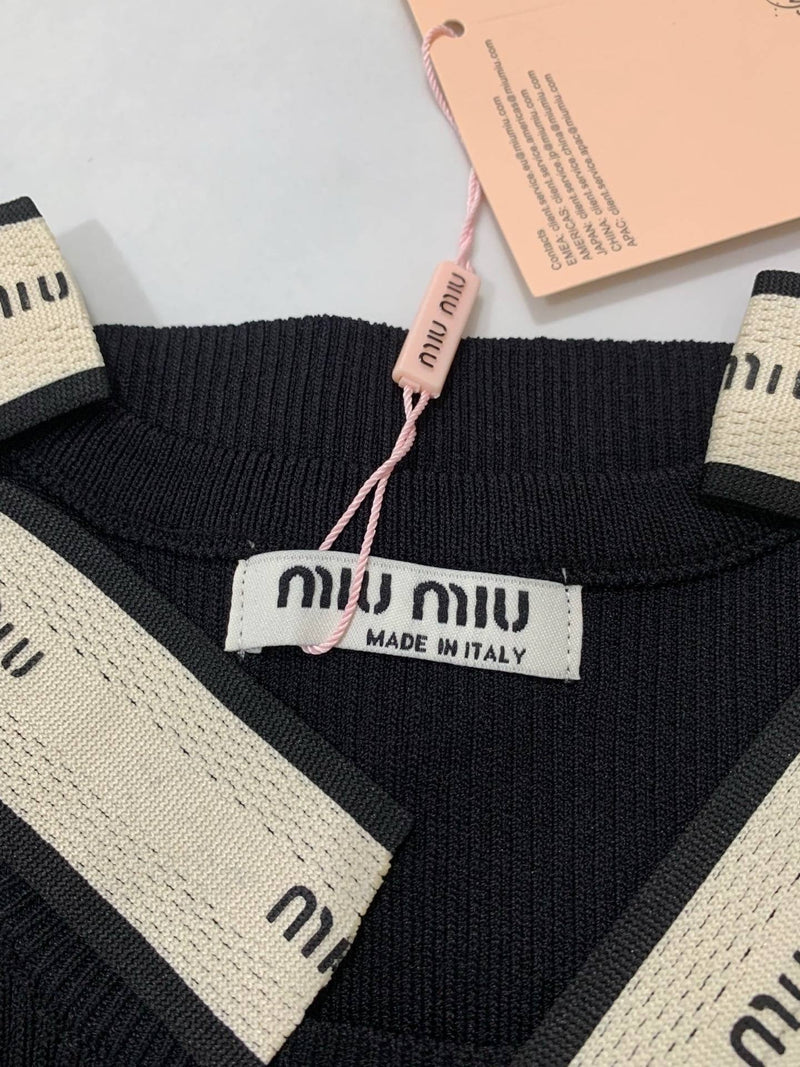 Miu Miu - Top avec Noeuds & logo brodé Noir