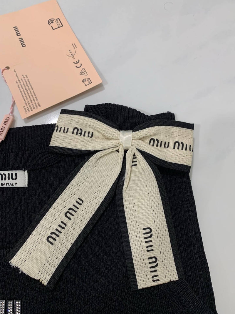 Miu Miu - Top avec Noeuds & logo brodé Noir