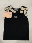 Miu Miu - Top avec Noeuds & logo brodé Noir