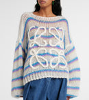 Loewe - Pull Anagram rayé en mohair mélangé en blanc & multicolore