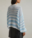 Loewe - Pull Anagram rayé Bleu clair / Blanc