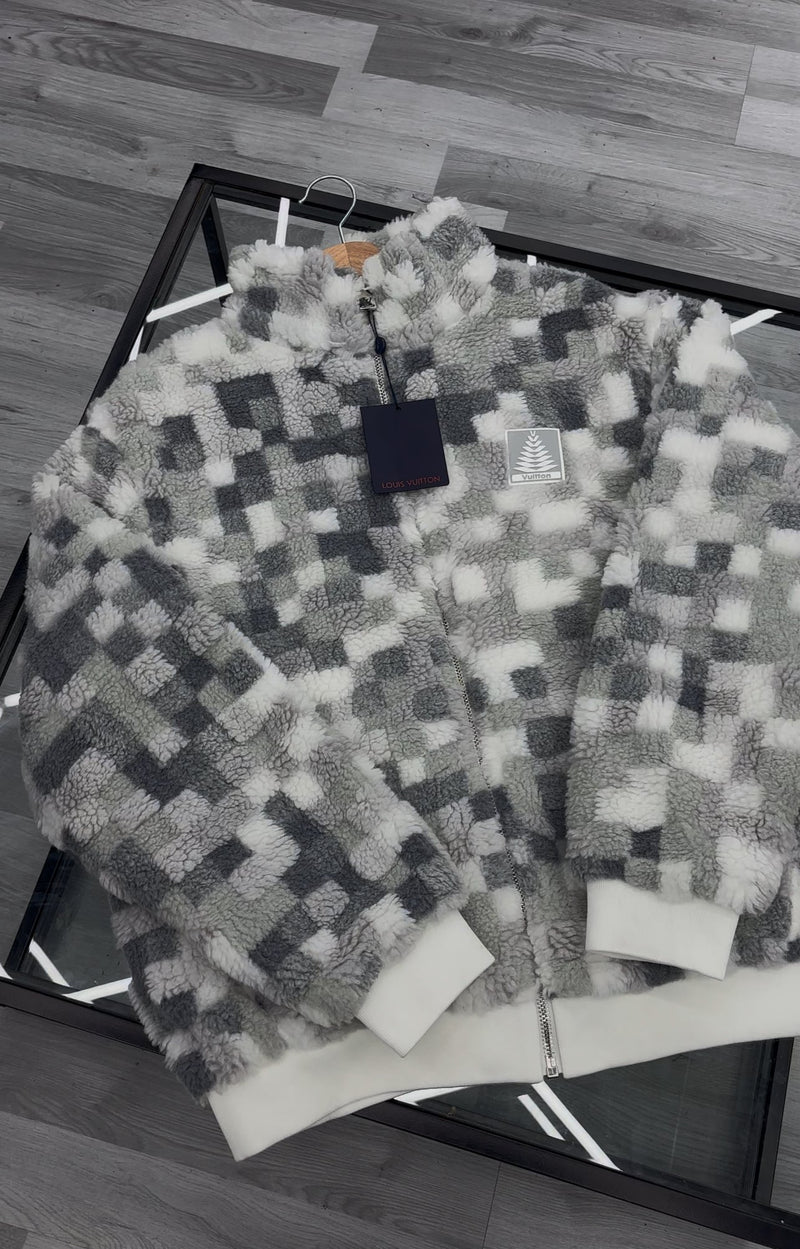Louis Vuitton - Veste en polaire à carreaux LV monogramme Camouflage Neige
