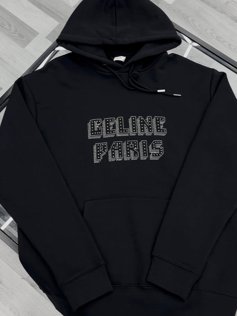 Celine - Sweat à capuche Céline Paris en relief Noir