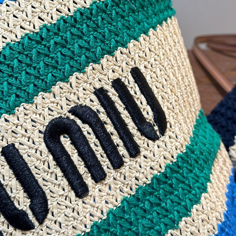 Miumiu - Raffia-effect woven tote bag