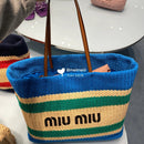 Miumiu - Raffia-effect woven tote bag