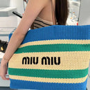 Miumiu - Raffia-effect woven tote bag