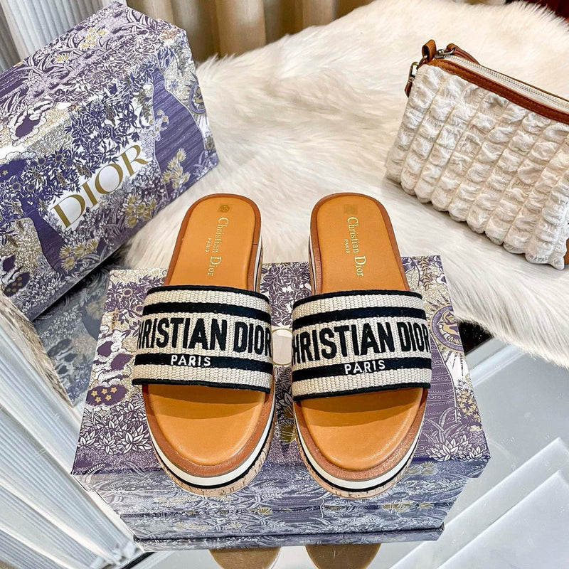 Dior - Dway Platform Slide Natural Noir