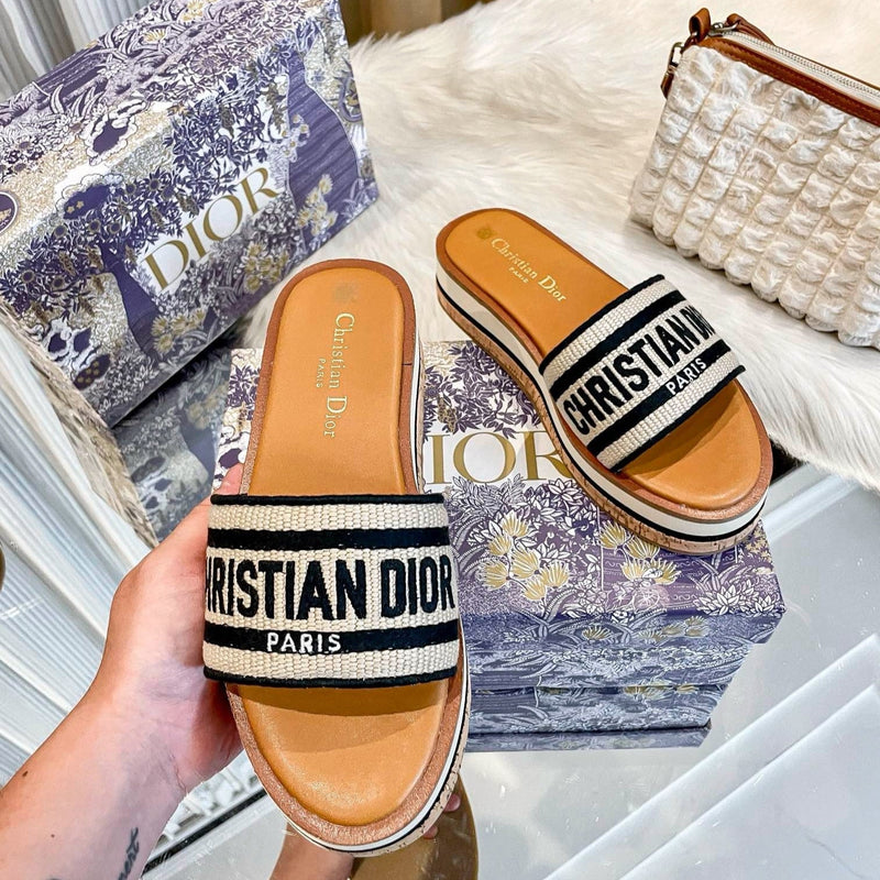 Dior - Dway Platform Slide Natural Noir