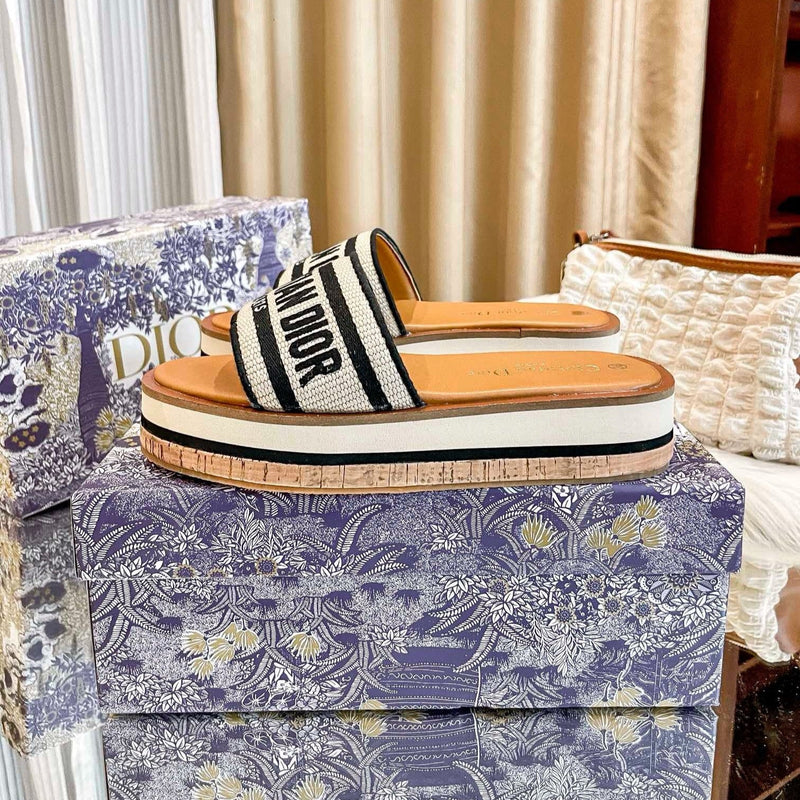 Dior - Dway Platform Slide Natural Noir