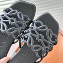 LOEWE - Petal Anagram slide in soft calfskin Noire