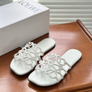 LOEWE - Petal Anagram slide in soft calfskin Blanc