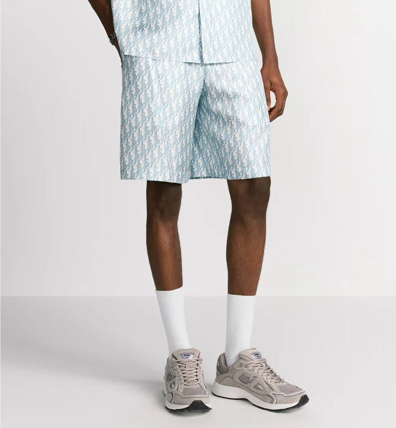 Dior - Bermuda Dior Oblique blanc et bleu ciel