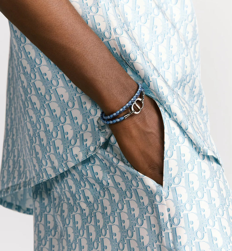 Dior - Bermuda Dior Oblique blanc et bleu ciel