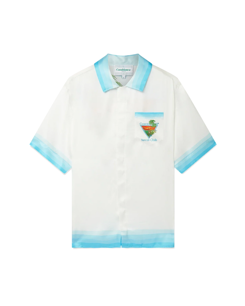 Palm Springs Icon Blue Cuban Collar Silk Shirt