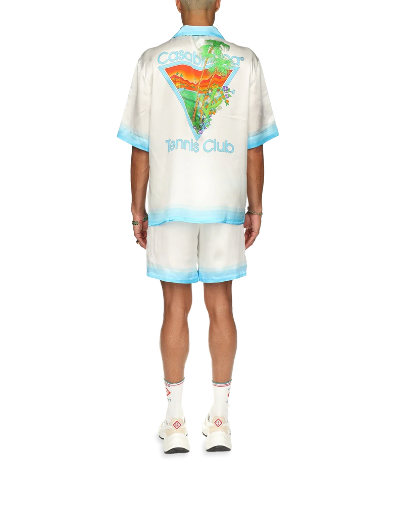 Palm Springs Icon Blue Cuban Collar Silk Shirt