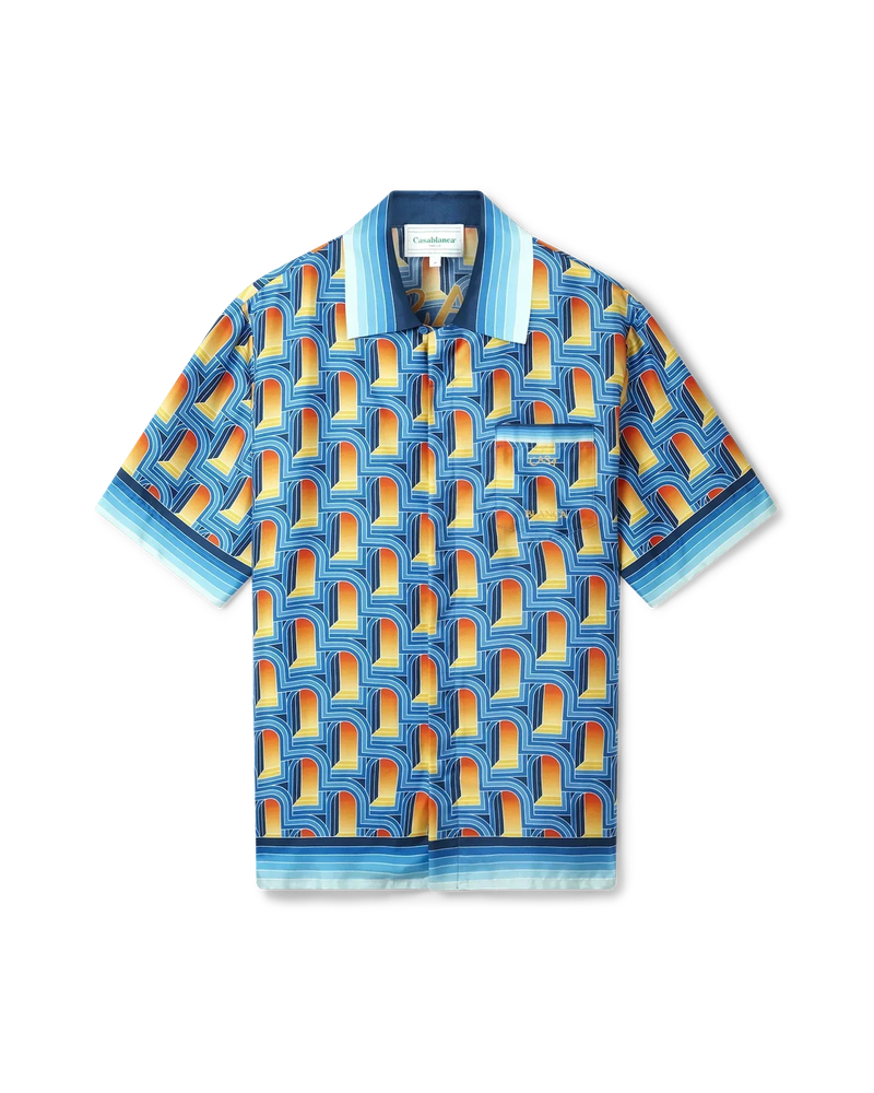 L'Arche De Nuit Cuban Collar Silk Shirt