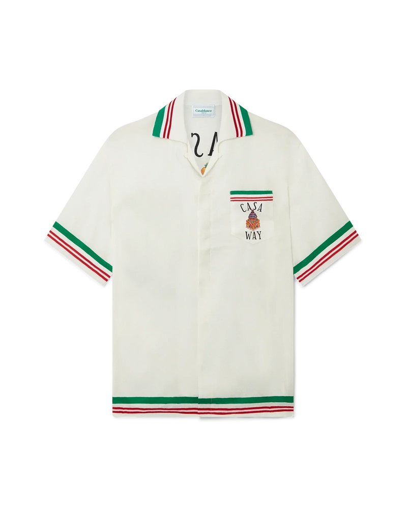 Casa Way Knitted Collar Silk Shirt