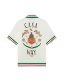 Casa Way Knitted Collar Silk Shirt