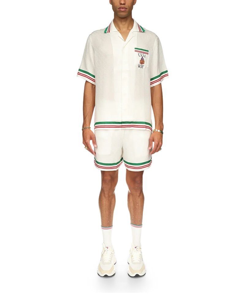 Casa Way Knitted Collar Silk Shirt