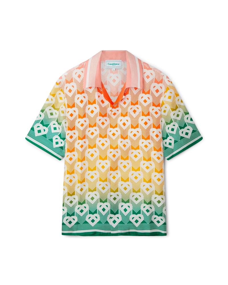 Gradient Heart Monogram Silk Shirt