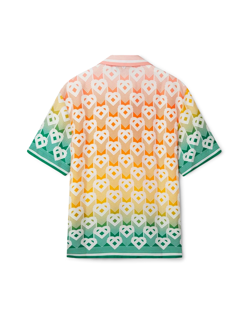 Gradient Heart Monogram Silk Shirt
