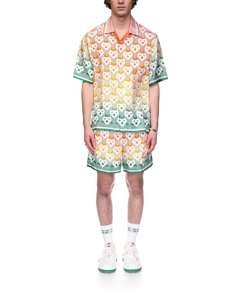 Gradient Heart Monogram Silk Shirt