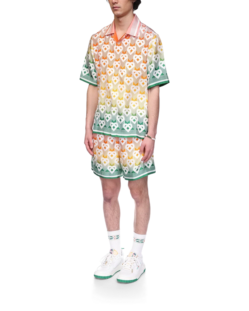 Gradient Heart Monogram Silk Shirt