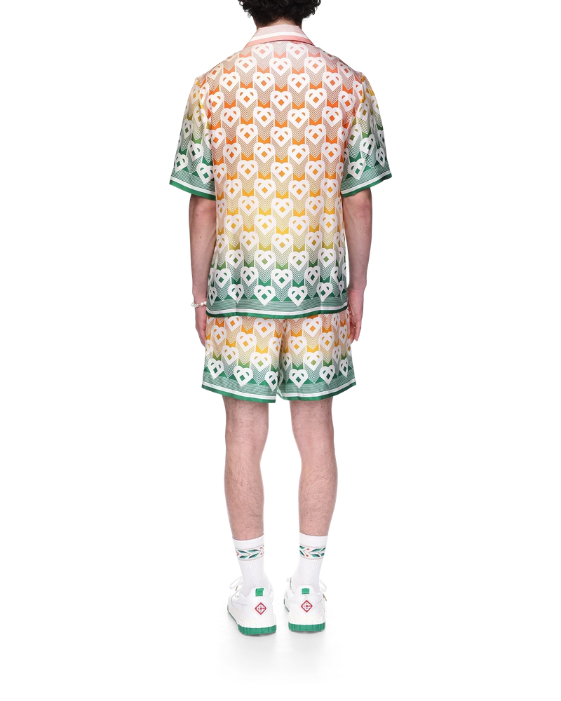 Gradient Heart Monogram Silk Shirt
