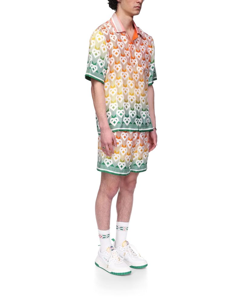 Gradient Heart Monogram Silk Shirt