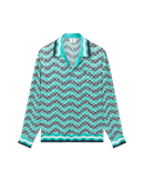 Monogram Wave Long Sleeve Silk Shirt