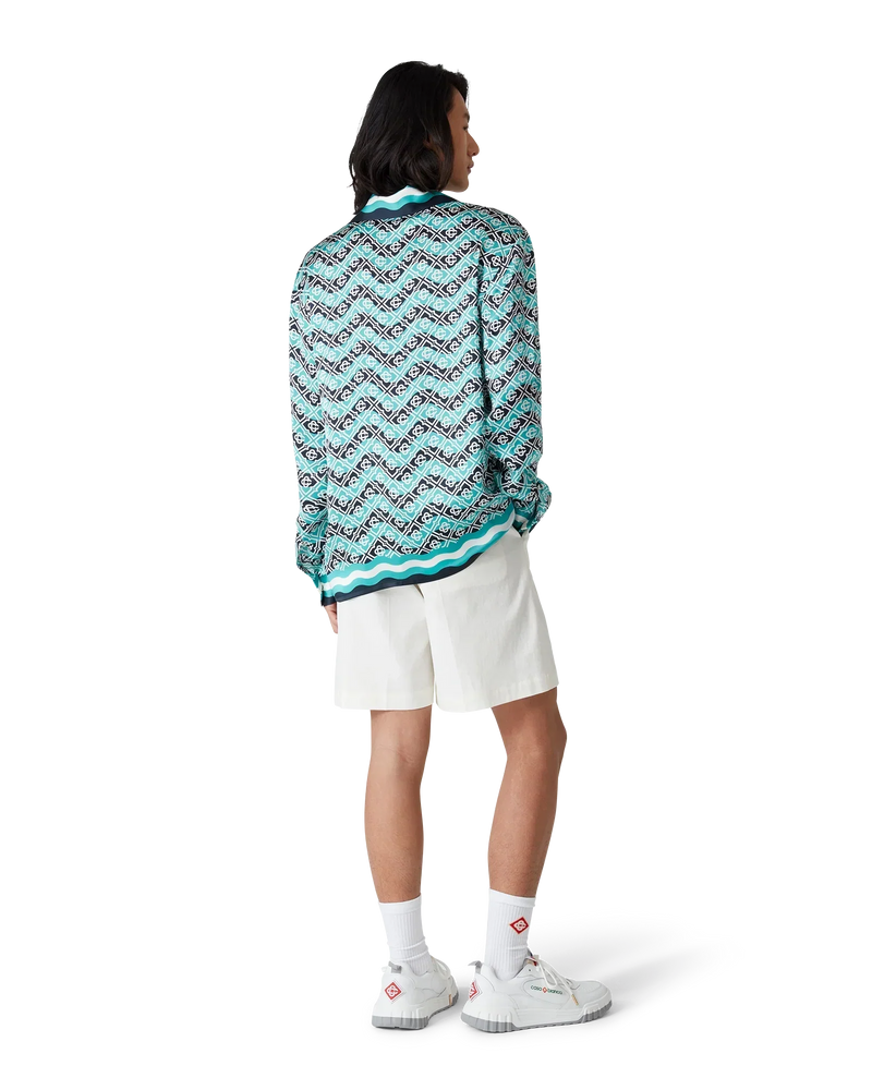 Monogram Wave Long Sleeve Silk Shirt