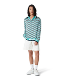 Monogram Wave Long Sleeve Silk Shirt