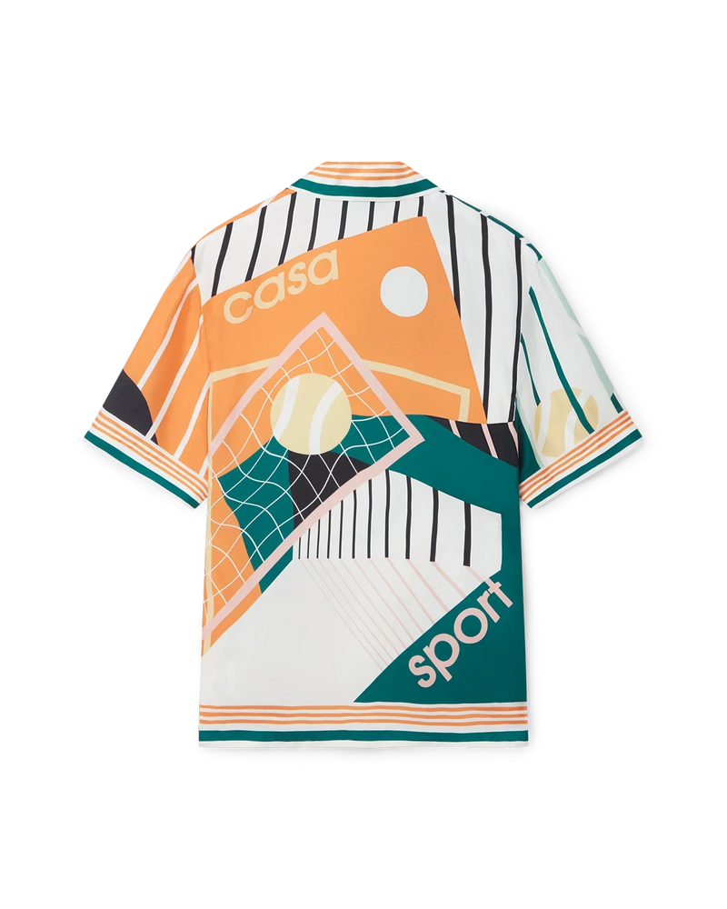 Court Abstrait Short Sleeve Silk Shirt