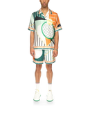 Court Abstrait Short Sleeve Silk Shirt