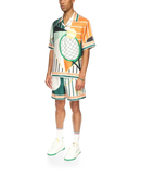 Court Abstrait Short Sleeve Silk Shirt