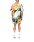 Court Abstrait Short Sleeve Silk Shirt