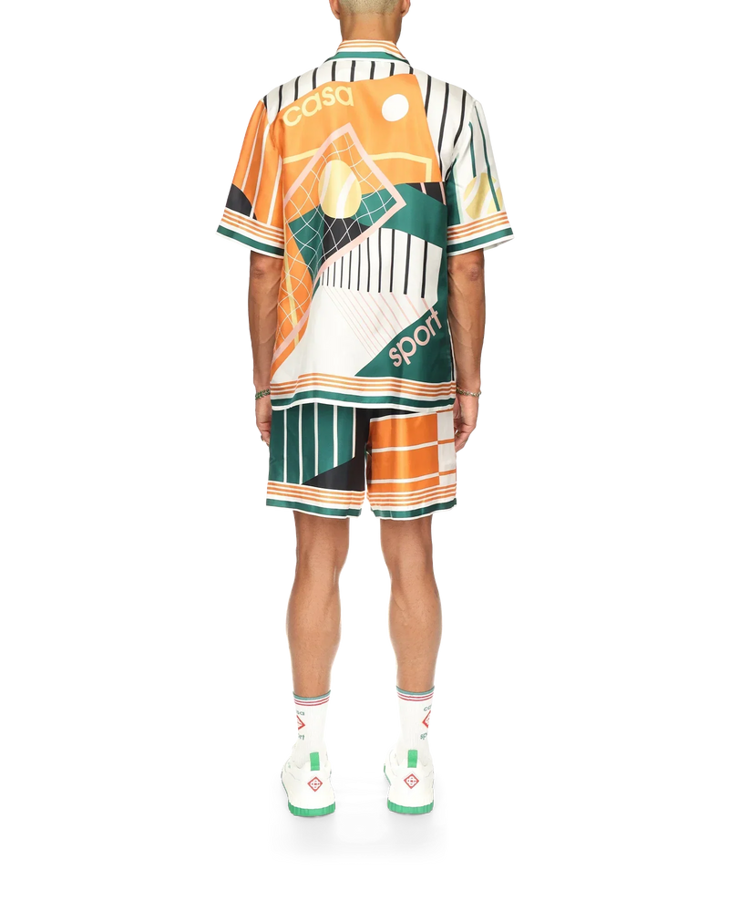 Court Abstrait Short Sleeve Silk Shirt