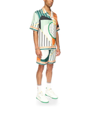 Court Abstrait Short Sleeve Silk Shirt