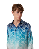 Jacquard Gradient Long Sleeve Silk Shirt