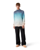 Jacquard Gradient Long Sleeve Silk Shirt