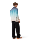 Jacquard Gradient Long Sleeve Silk Shirt