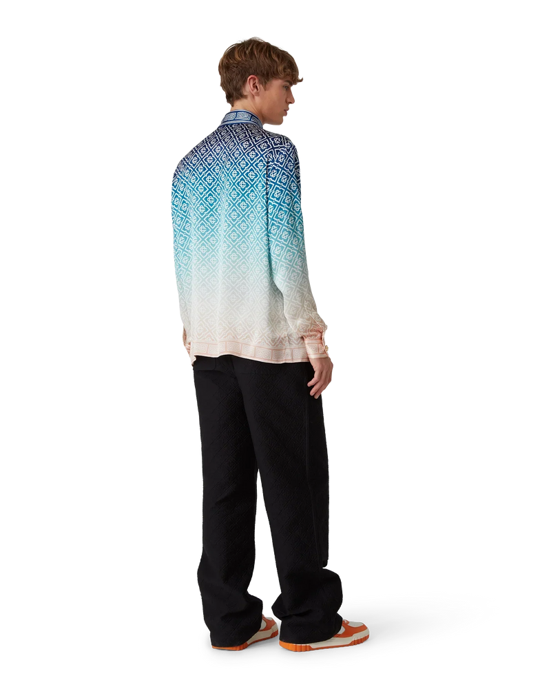 Jacquard Gradient Long Sleeve Silk Shirt