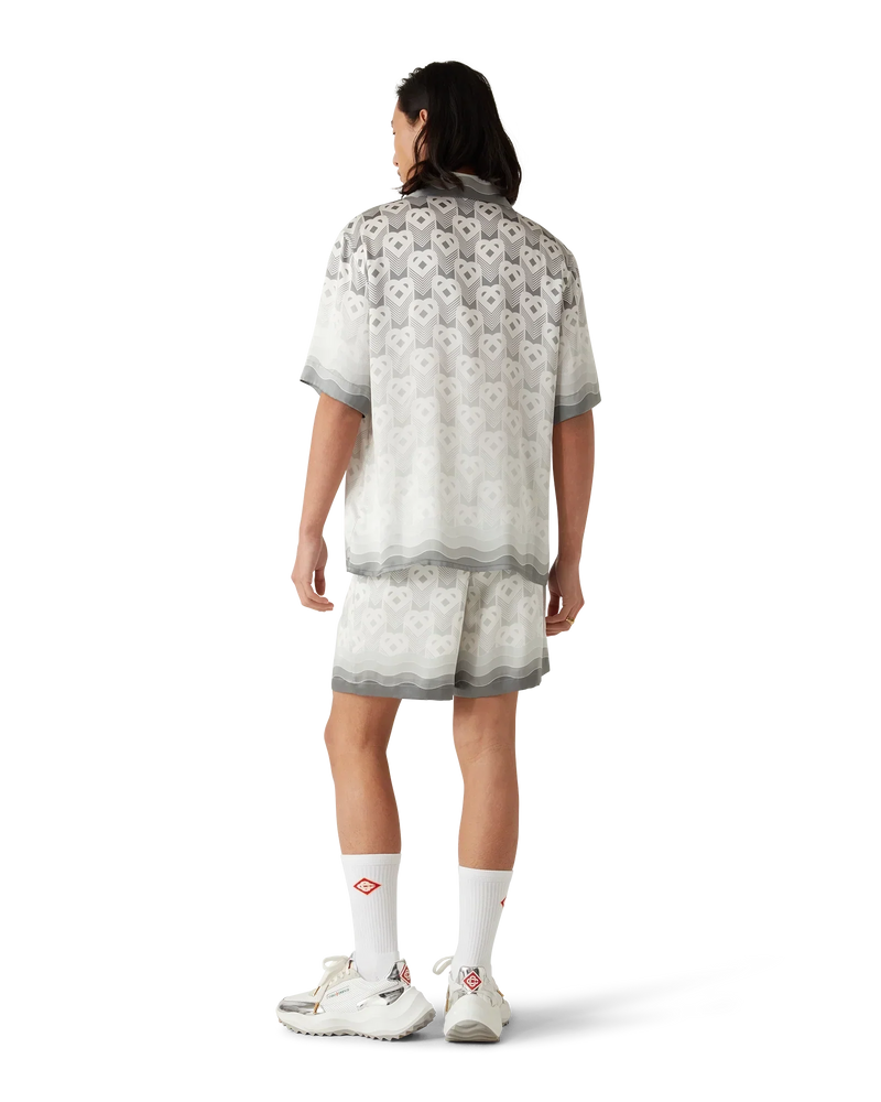 Gradient Heart Monogram Short Sleeve Silk Shirt